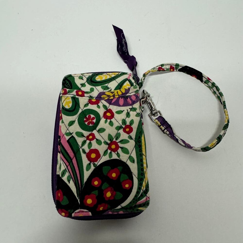 Vera Bradley Viva La Vera All In One Zipper Wallet Wristlet Green Purple Floral